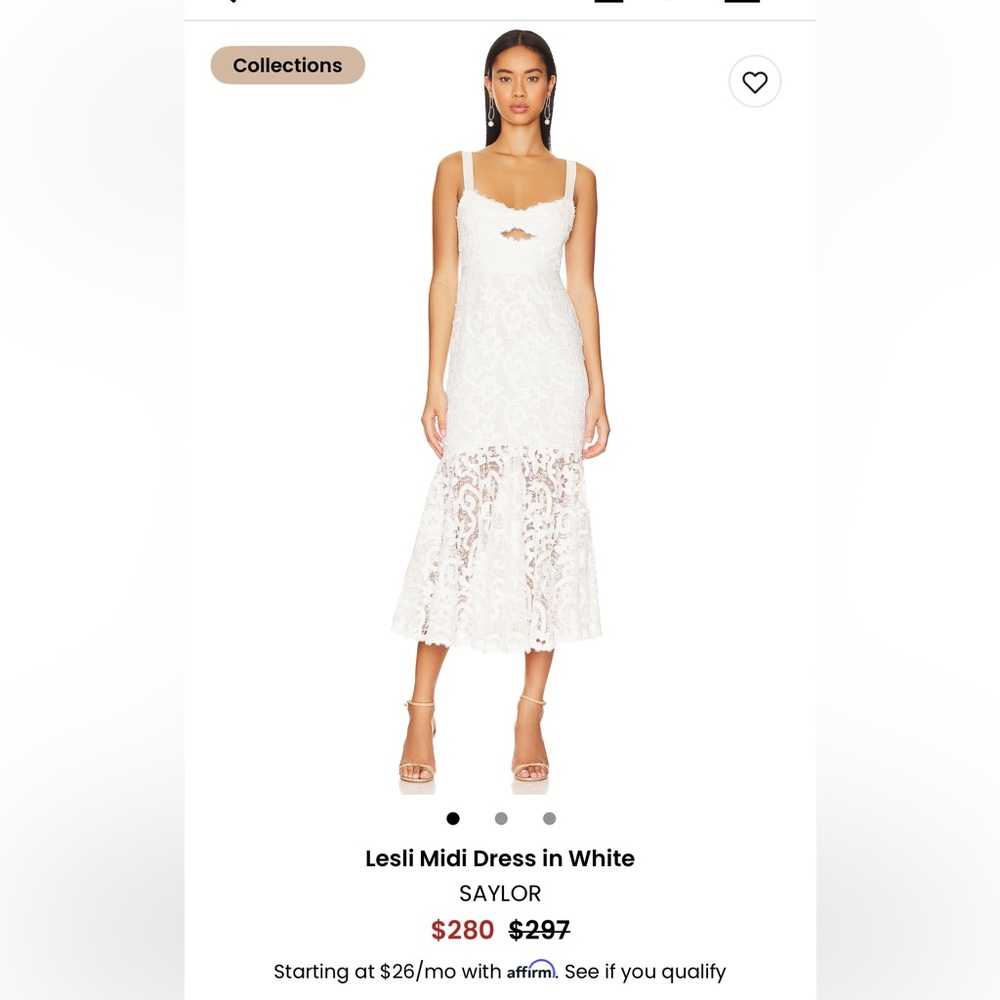SAYLOR white Lesli midi Sleeveless lace dress perfect for brides